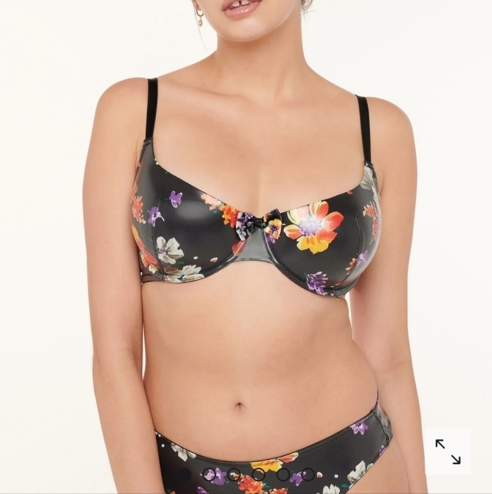 NIP SAVAGEXFENTY Night Blooms Padded Balconette Bra, Black Caviar Bedtime 34DDD